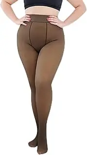 [ZPLxi] Plus Size Fleece Lined Leggings for Women, High Waist Fake Translucent Thermal Pantyhose Tights Tummy Control Butt Lift Elastic Skinny Warm Winter Stockings Pants for Girls, 100g