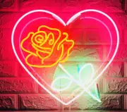 Rose Flower Heart Acrylic 24" Neon Sign Light Lamp Cute Gift With Dimmer