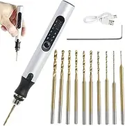 Mini Drill Pen Cordless Electric Grinding Pen with 10 Drill Bits Rechargeable Carving Tool Mini Electric Engraver Cordless Mini Handle Small Size Grinding Machine