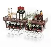 Industrial Wine Rack, Wall Mounted Wine Glass Rack,2-Layer Cabinet Upside Down Wine Glass Bar Shelf Glass Rack Hanging Wall Wine Rack for Kitchen, Dining Room,Bars