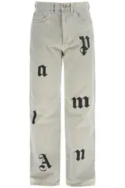 [PALM ANGELS] PALM ANGELS loose printed detail jeans with eight 32 Grey