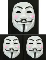 3 pcs V for Vendetta Anonymous Guy Fawkes Masquerade Halloween Mask Pink cheek