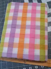 VTG VINTAGE Wide Rainbow Seersucker Plaid Striped 2 yards HTF OOP Cotton Fabric