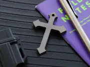 Men Women Solid EDC Titanium Alloy CNC Cross Necklace Pendant Bead Keyhain DIY