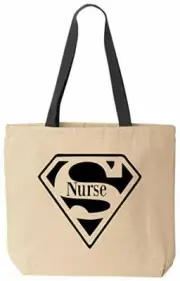 Super Nurse Funny Tote Reusable Grocery Shopping School Office Nursing Student N