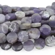 Dakota Stones Matte Dog Teeth Amethyst 12mm Coin Gemstones. 8" Strand. DTA12DC-M
