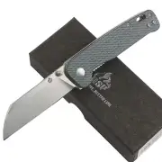 QSP Penguin Blue Jean Linen Micarta Handle Linerlock Folding Pocket Knife