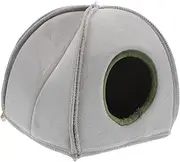 Toddmomy Semienclosed Hamster House Bed Pig Nest Guinea Pig Bed Rat Hideout Small Animal Cage Accessory Warm Cotton Nest for Chinchilla Hideaway Pet Supplies Grey