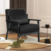 ALFORDSON Wooden Armchair Lounge Accent Chair Fabric All Black