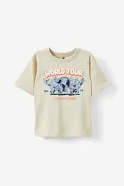 [Cotton On Kids] Cotton On Kids - Jonny Short Sleeve Graphic Print Tee - Rainy day/world tour lets play it loud 5 RAINY DAY/WORLD TOUR LETS PLAY IT LOUD