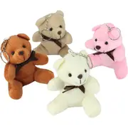 Pack of 4 Plush Teddy Bear Keyrings