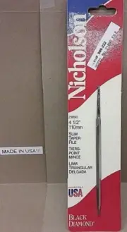 Nicholson 4-1/2 Slim Taper File USA Saw Sharpening Saw File Black Diamond 21890