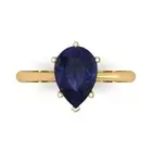 2.50 ct Pear Cut Blue Sapphire Stone Promise Engagement Ring 14k Yellow Gold