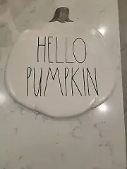RARE Rae Dunn 8" HELLO PUMPKIN Ceramic Kitchen Hot Plate Trivet NEW