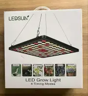 LEDSUN Hanging LED Grow Light Lamp 4 Timing Modes 60W Full Spectrum NEW In Box!
