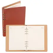 6 Ring Binder Cover A5 Leather Notebook Binder with 80 Sheets Paper, Brown