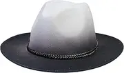 [VPbao] Vintage Fedora for Men Women Wool Felt Panama Hat Classic Wide Brim Hats with DIY Heart Buckle