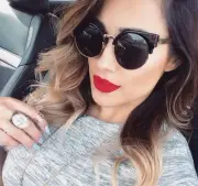 Vintage Retro Fashion Round Circle Women Lucia Black Cat Eye Lady Sunglasses
