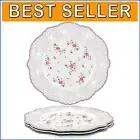Microwave Safe Pink Rose Porcelain Dinner Plates - Set of 4 for All Occasions
