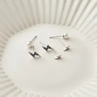 在飛比找momo購物網優惠-【Museo】閃電(防敏鋼針多件組耳環3對1組)