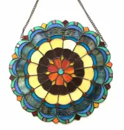 18" Round Stained Glass Window Hanging Panel Suncatcher