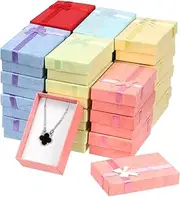 Tanstic 24Pcs Jewelry Gift Boxes Set, 3.2 x 2 x 1.1 Inch 6 Colors Cardboard Jewelry Boxes Small Gift Boxes for Rings, Pendants, Earring, Necklaces
