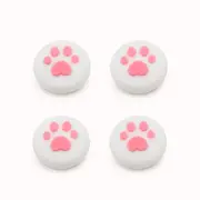 Catzon 4Pcs Cute Cat Paw Claw Thumb Stick Grip Cap Joystick Cover For Nintend Switch or Switch Lite Console-White&Pink