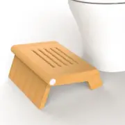 Toilet Stool, Foldable with Anti-Slip Strip (Bamboo）