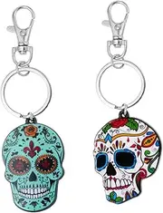 [WOFASHPURET] Skull Keychain Badge Automotive Jewelry Lanyard Charms Accessories Creative Key Holder Car Key Holder Ghost Keychain Punk Style Keychains Halloween Key Holder Heart Name Metal