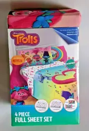 Trolls the movie Full Size Bed Sheet Set 4 Piece Bedding Sheets DreamWorks H