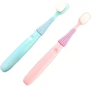 KOMBIUDA Boys and Girls Toothbrush Children Toothbrush Nano Silicone Safe Comfortable Pink Blue 2pcs Set