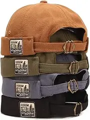 [Milcraft] Mongous Mens Patch Adjustable Docker Sailor Cap Casual Brimless Skull Beanie Hat