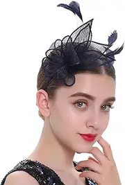 [Luxshiny] Cocktail Party Hat Wedding Party Headwear Scrunchies for Women Fascinator Hat Clip Tea Party Headbands for Women Tea Party Hats Lace Wigs Charm Clothing Women's Artificial