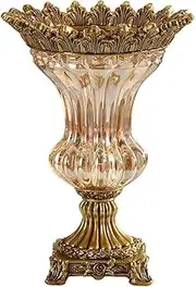 Glass Vases Nordic Vases Decorative Gold Flower Vase with Resin Base Glass Cylinder Vase Fall Shelf Decor Living Room Home Decor for Farmhouse Kitchen Office Bedroom (Color : Gold B)