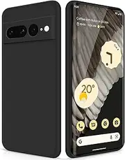 GiiYoon Silicone Case Compatible with Google Pixel 7 Pro, Full Body Silky Soft Touch Phone Case with Camera Protection, Shockproof Cover with Microfiber Lining, Black
