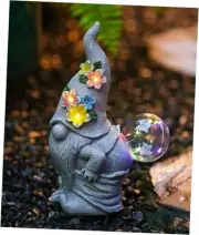 Solar Gnome Statue for Garden Decor: Outdoor Sculpture for Yard Lawn Porch