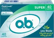 o.b. Tampons | Non-Applicator Tampon, Unscented | Super Tampon, 40ct