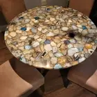 Natural Brown Agate Coffee Round Table Top, Agate Center Table Top, Deco 30"x30"