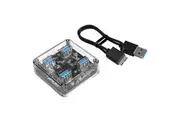 Orico MH4UC-U3-10-CR-BP USB 3.0 5Gbps Transparent HUB include a Micro USB-B to