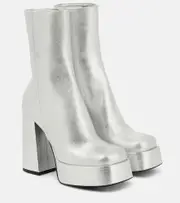 [Versace] Versace Aevitas metallic leather platform ankle boots AU 6.5 silver