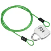 3 Digit Combination Padlock Steel Security Cable 3Ft Travel Chain Lock Green