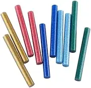 Leona Co Colored Glitter Hot Glue Sticks Full Size, 10 PCS 11mm Dia x 100mm Long Hot Melt Glue Sticks, 5 Colorful EVA Adhesive Purpose Glue Stick Standard for DIY Art Craft Stamp Repairs Gluing Projects