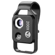 Apexel 200X Phone Microscope Lens with CPL, Adjustable LED Lights, 2-micron High Resolution, Built-in Lithium Battery - Black