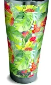 Tervis Tumbler Yao Cheng Tropical Bloom 30Oz Stainless NEW Red Green Floral wLid