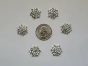 6 Pcs Lot silver Rhinestone Flatback Hair Bow Supplies.