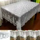 Christmas Tablecloth Rectangle & Round Lace Mesh Table-Cloth Cover Room Decor