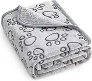 Soft Pet Dog Blanket for Medium Dogs, Cozy Pet Throw with Paws Print for Dogs & Cats, Machine Washable Premium Non Shedding, Gray Fleece