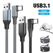 90° USB C VR Streaming Link 60W Charger Power Cable For Quest2/Pico4/Steam VR