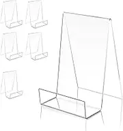 6 PCS Clear Acrylic Book Stand with Ledge,Clear Acrylic Book Display Easel,Desktop Decorative Storage Rack for Displaying Artworks,Music Sheets, Books, CDs,Notebooks and Other Small Items