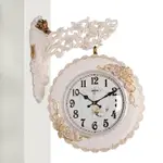 麗盛歐式雙面掛鐘客廳裝飾掛表兩面鐘復古雙面掛表田園靜音時鐘表
